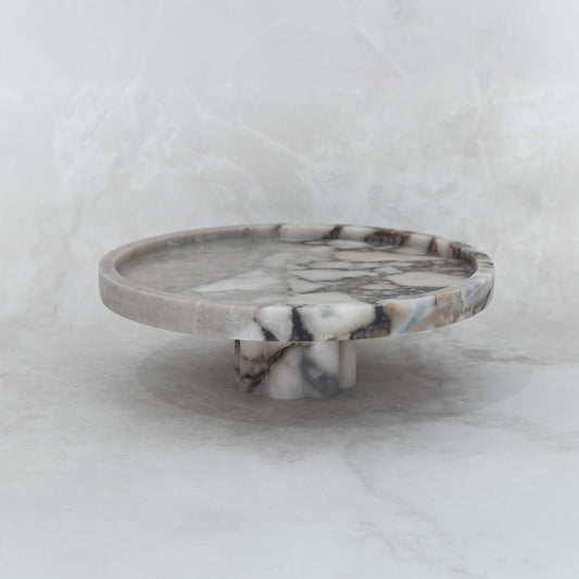 Fluted Stand Tray-Calacutta Blue